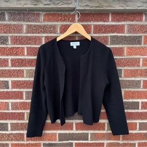 ELLE Black Ribbed Open Long Sleeve Cropped Cardigan